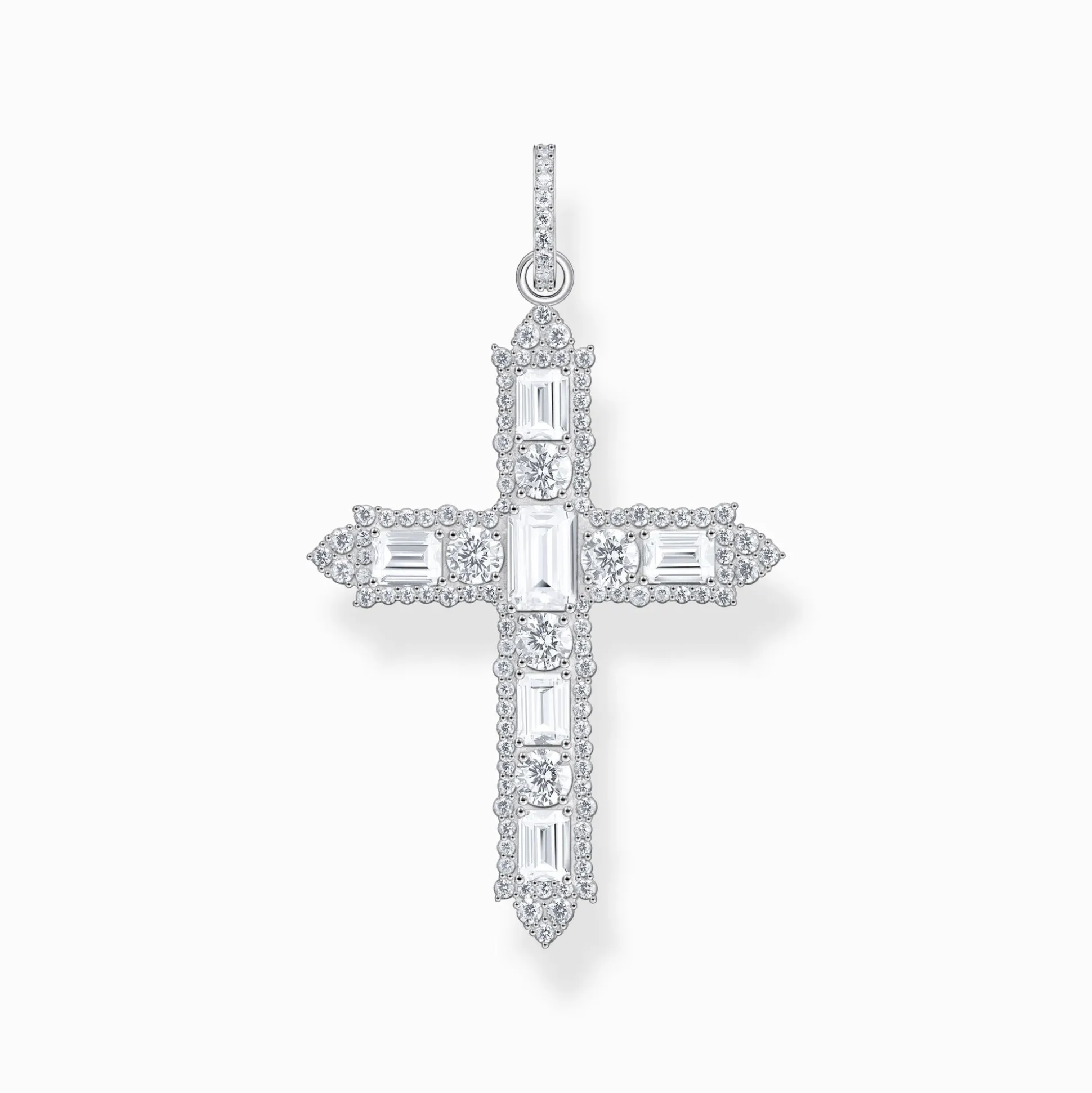 Fashion Kreuzanhänger mit weißen Steinen Silber Damen Anhänger|925 Silber