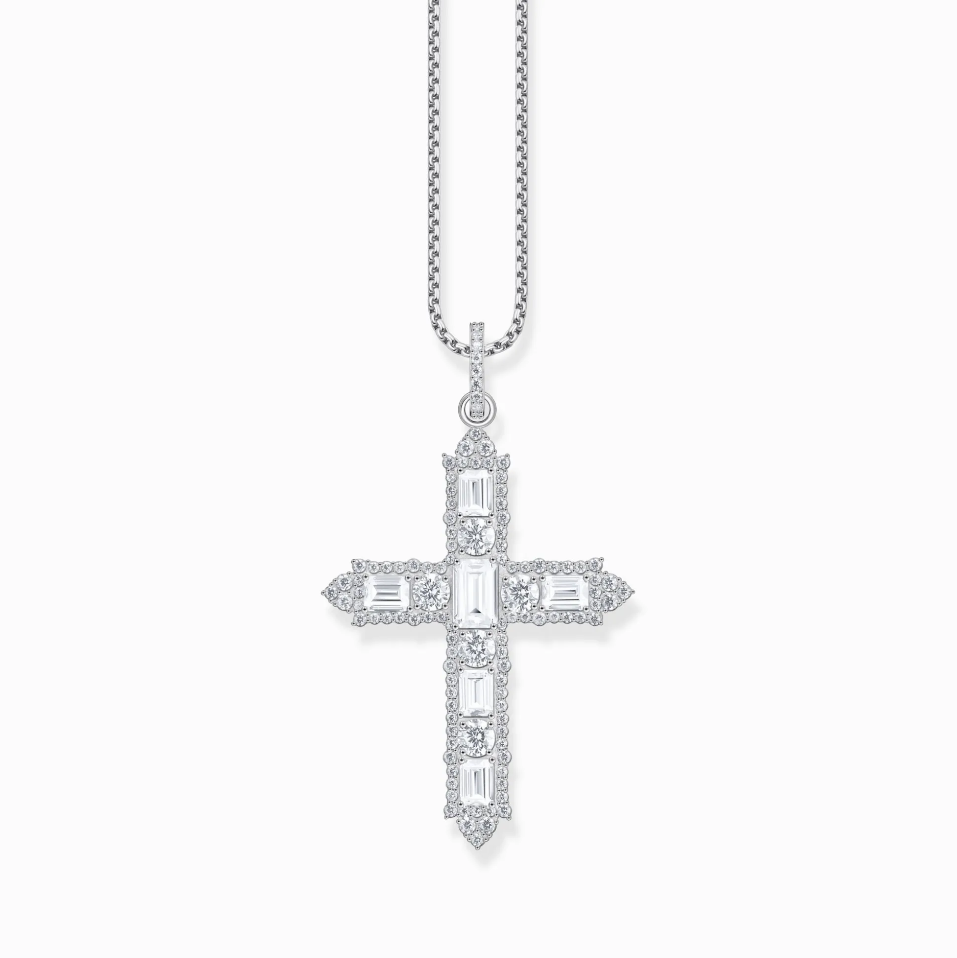 Fashion Kreuzanhänger mit weißen Steinen Silber Damen Anhänger|925 Silber