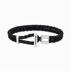 Discount Lederarmband doppelt in Schwarz Silber Damen Armbänder|Armbänder