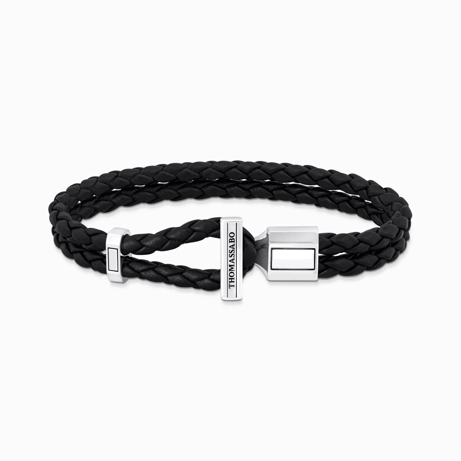 Discount Lederarmband doppelt in Schwarz Silber Damen Armbänder|Armbänder