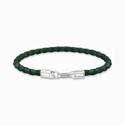 Sale Lederarmband schmal in Grün Silber Damen Armbänder|Armbänder