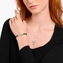Sale Lederarmband schmal in Grün Silber Damen Armbänder|Armbänder