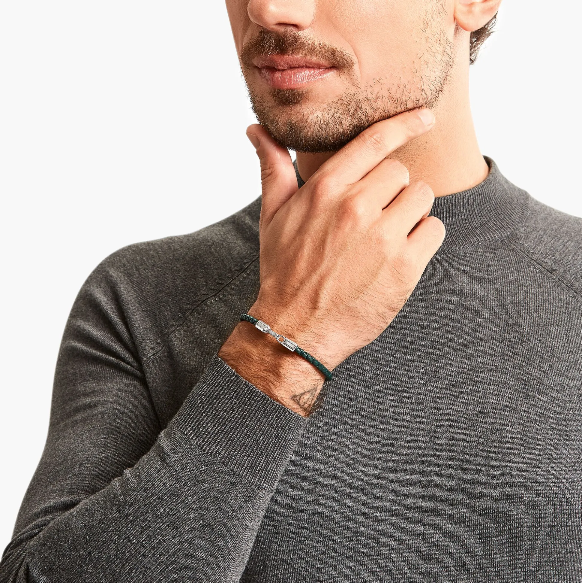 Sale Lederarmband schmal in Grün Silber Damen Armbänder|Armbänder