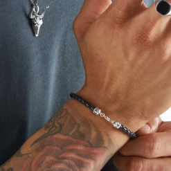 Clearance Lederarmband schwarz Damen Armbänder|Armbänder