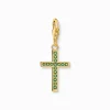 Cheap Member Charm-Anhänger Kreuz mit grünen Steinen vergoldet Damen Charms|Charms