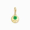 Shop Member Charm-Anhänger Medaille mit Gravuren und Steinen vergoldet Damen Charms|Charms