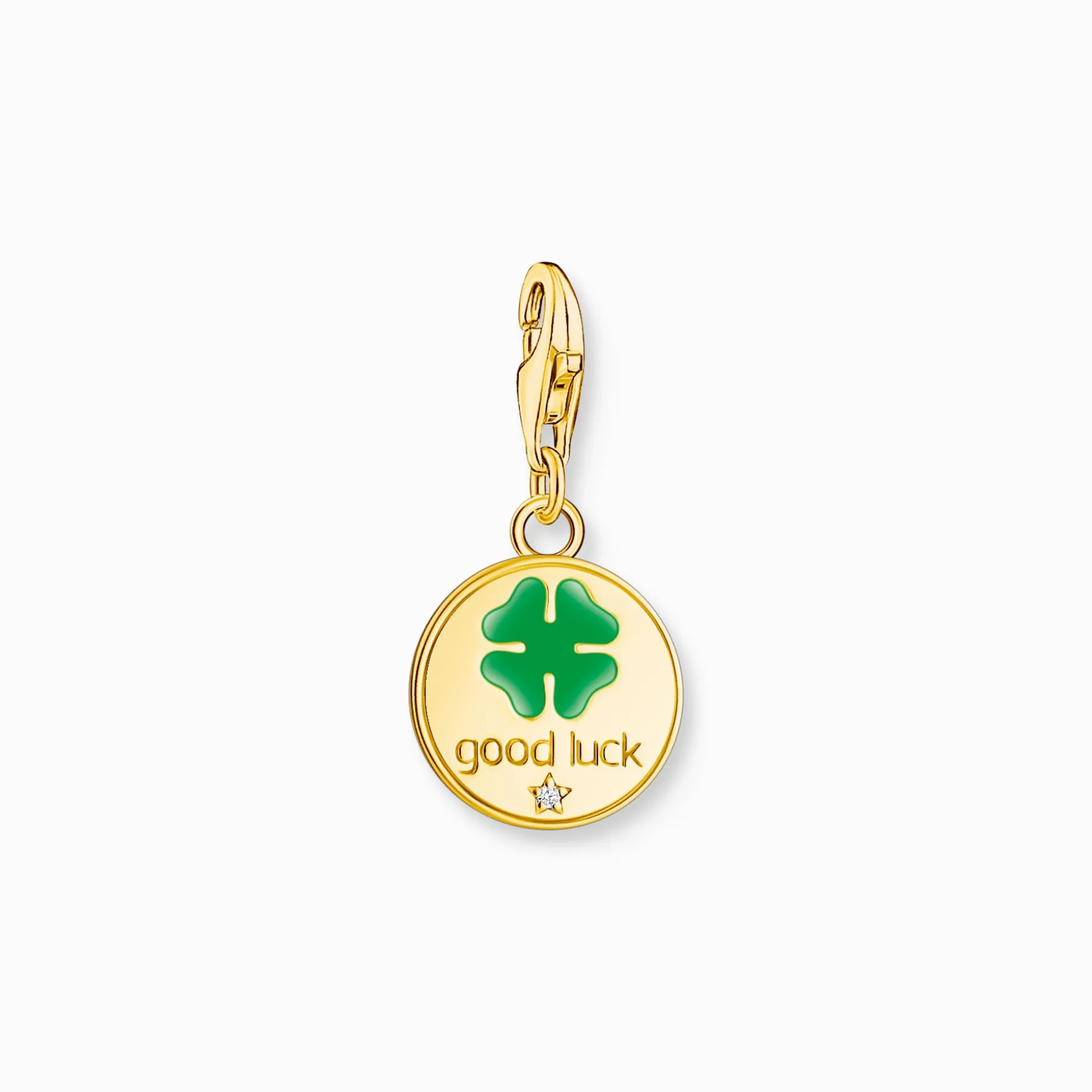 Shop Member Charm-Anhänger Medaille mit Gravuren und Steinen vergoldet Damen Charms|Charms