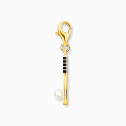 Shop Member Charm-Anhänger Tennisschläger mit Perle vergoldet Damen Charms|Charms