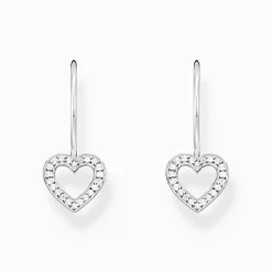 Flash Sale Ohrhänger in Herzform mit weißen Steinen Silber Damen Ohrringe|925 Silber