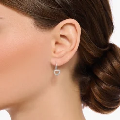 Flash Sale Ohrhänger in Herzform mit weißen Steinen Silber Damen Ohrringe|925 Silber