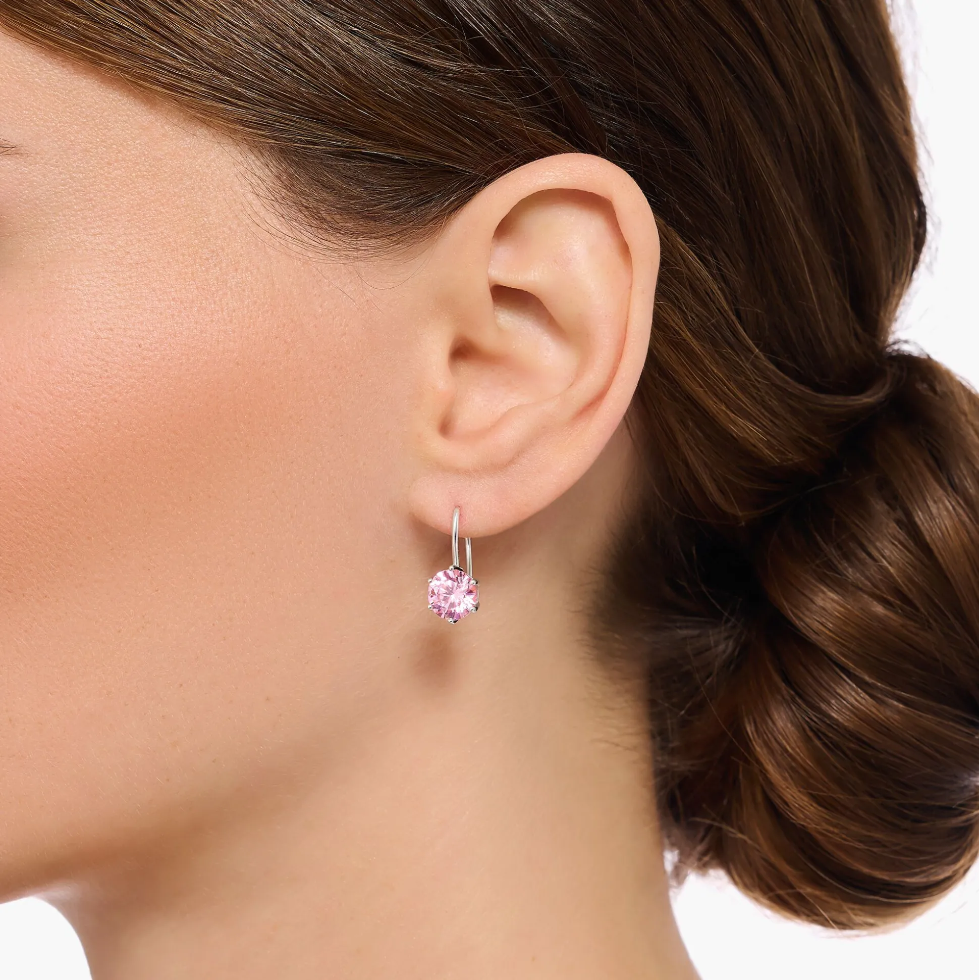 Cheap Ohrhänger mit großem, pinkfarbenem Zirkonia Silber Damen Ohrringe|925 Silber
