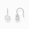 Discount Ohrhänger mit großem, weißem Zirkonia Silber Damen Ohrringe