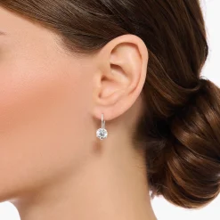 Discount Ohrhänger mit großem, weißem Zirkonia Silber Damen Ohrringe