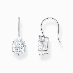 Flash Sale Ohrhänger mit weißem Zirkonia-Tropfen Silber Damen Ohrringe|925 Silber