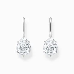 Flash Sale Ohrhänger mit weißem Zirkonia-Tropfen Silber Damen Ohrringe|925 Silber