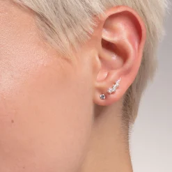 Online Ohrringe Ear Climber weiße Steine silber Damen Ohrstecker
