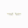 Flash Sale Ohrringe Ear Climber weiße Steine gold Damen Ohrstecker|18K Vergoldung - 925 Silber