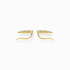 Flash Sale Ohrringe Ear Climber weiße Steine gold Damen Ohrstecker|18K Vergoldung - 925 Silber
