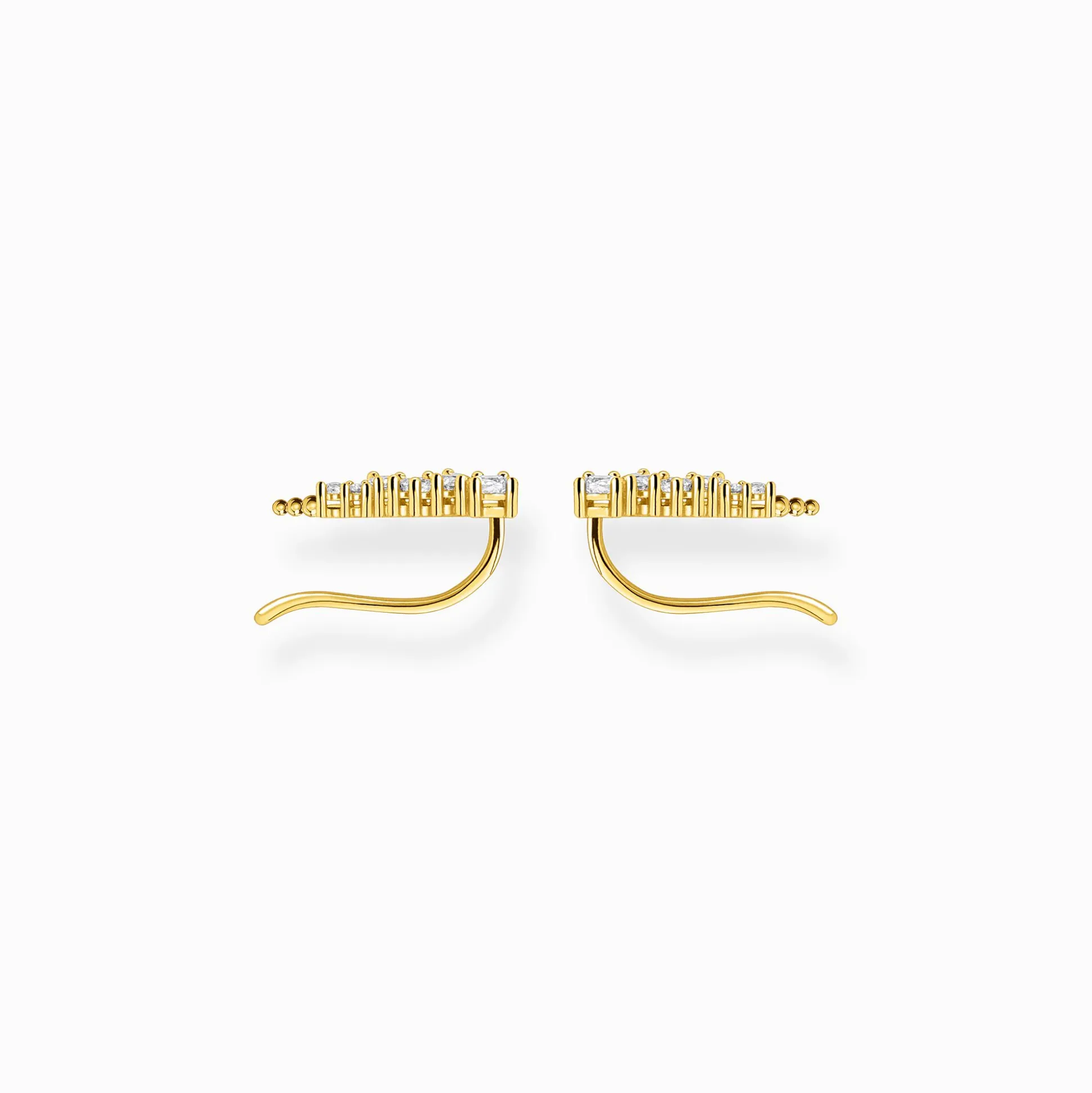 Flash Sale Ohrringe Ear Climber weiße Steine gold Damen Ohrstecker|18K Vergoldung - 925 Silber