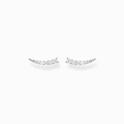 Clearance Ohrringe Ear Climber weiße Steine silber Damen Ohrstecker