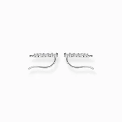 Clearance Ohrringe Ear Climber weiße Steine silber Damen Ohrstecker