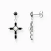 Online Ohrringe Kreuz Cross Romance schwarz Silber Damen Ohrringe|925 Silber