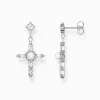 New Ohrringe Kreuz Cross Romance weiß Silber Damen Ohrringe|925 Silber
