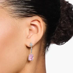 Online Ohrringe mit pinken und weißen Steinen Silber Damen Ohrringe