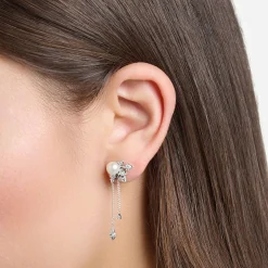 Fashion Ohrringe Perle mit Wintersonnenstrahlen silber Damen Ohrringe|925 Silber