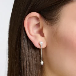 Fashion Ohrringe Perle mit Wintersonnenstrahlen silber Damen Ohrringe|925 Silber