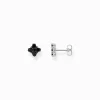 Flash Sale Ohrstecker in 4-eckigem Design mit schwarzen Steinen Silber geschwärzt Damen Ohrstecker|925 Silber
