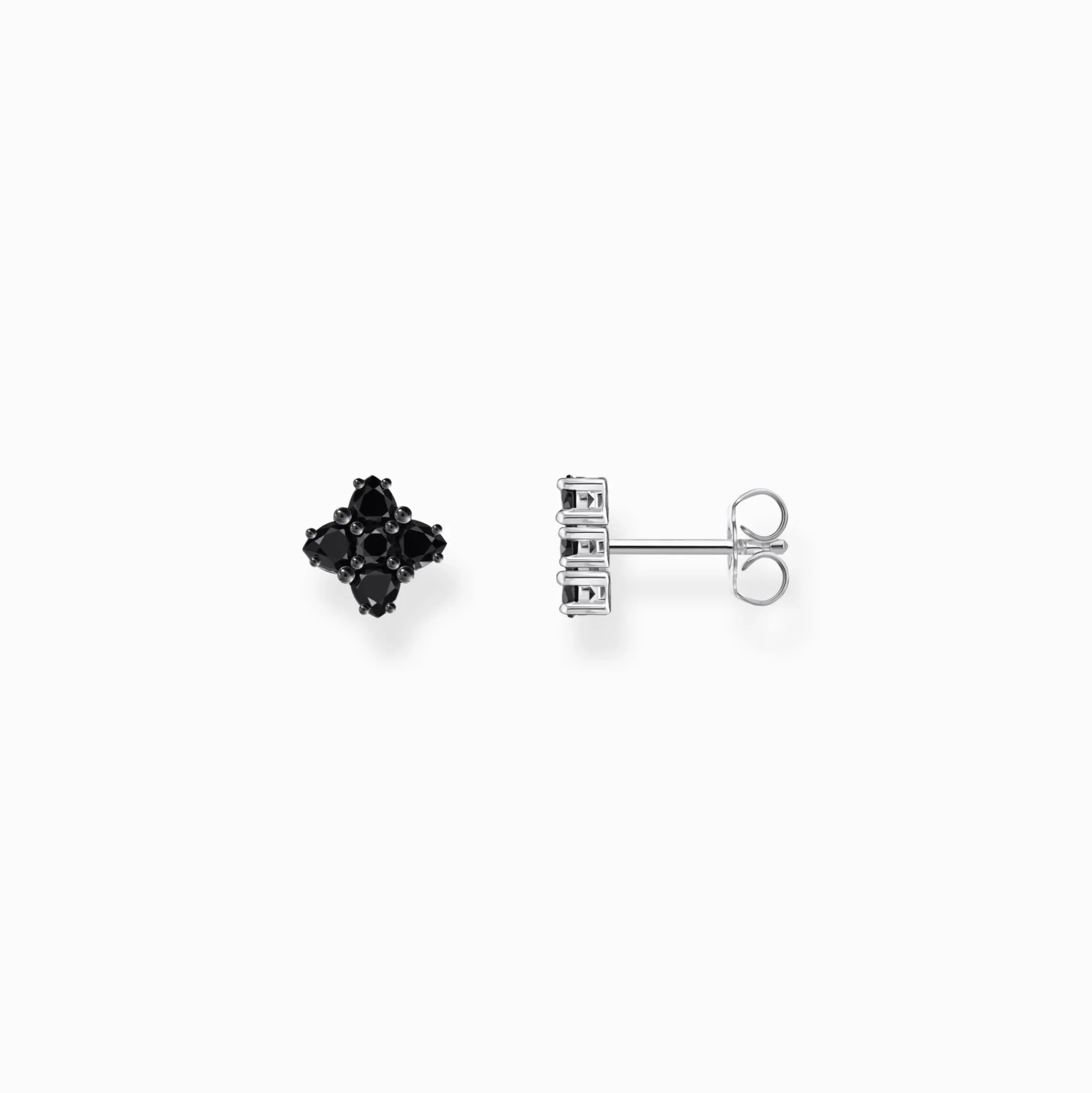 Flash Sale Ohrstecker in 4-eckigem Design mit schwarzen Steinen Silber geschwärzt Damen Ohrstecker|925 Silber
