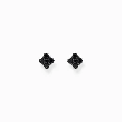 Flash Sale Ohrstecker in 4-eckigem Design mit schwarzen Steinen Silber geschwärzt Damen Ohrstecker|925 Silber