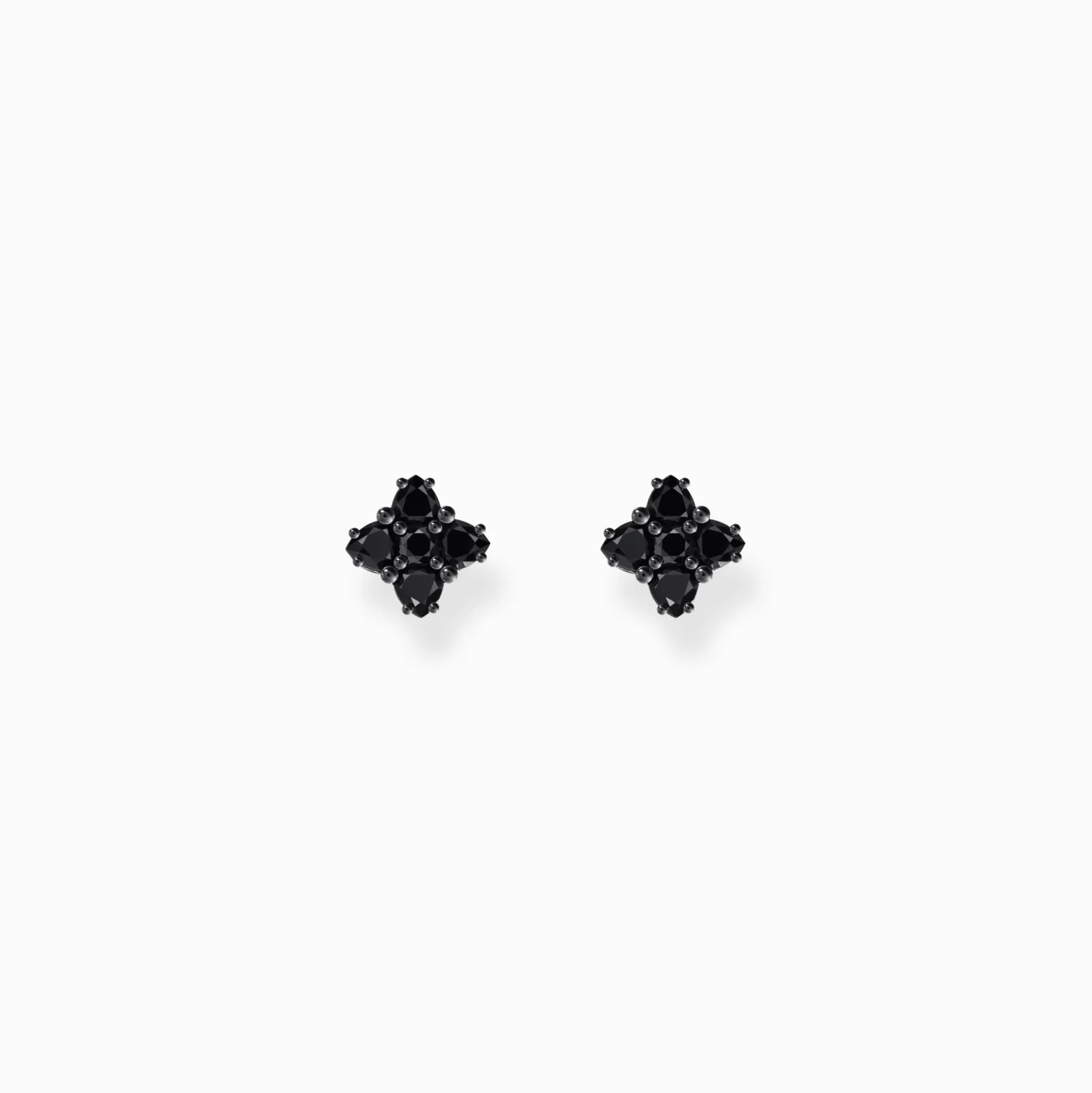 Flash Sale Ohrstecker in 4-eckigem Design mit schwarzen Steinen Silber geschwärzt Damen Ohrstecker|925 Silber