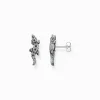 Best Sale Ohrstecker Krokodil mit schwarzen und grünen Steinen Silber geschwärzt Damen Ohrstecker|Ohrstecker & Creolen