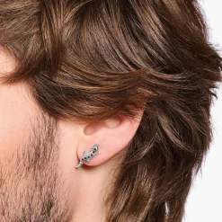 Best Sale Ohrstecker Krokodil mit schwarzen und grünen Steinen Silber geschwärzt Damen Ohrstecker|Ohrstecker & Creolen