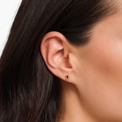 Flash Sale Ohrstecker Krokodilaugen mit roten Steinen vergoldet Damen Ohrstecker|18K Vergoldung - 925 Silber