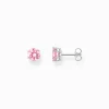Clearance Ohrstecker mit großem, pinkfarbenem Stein Silber Damen Ohrstecker