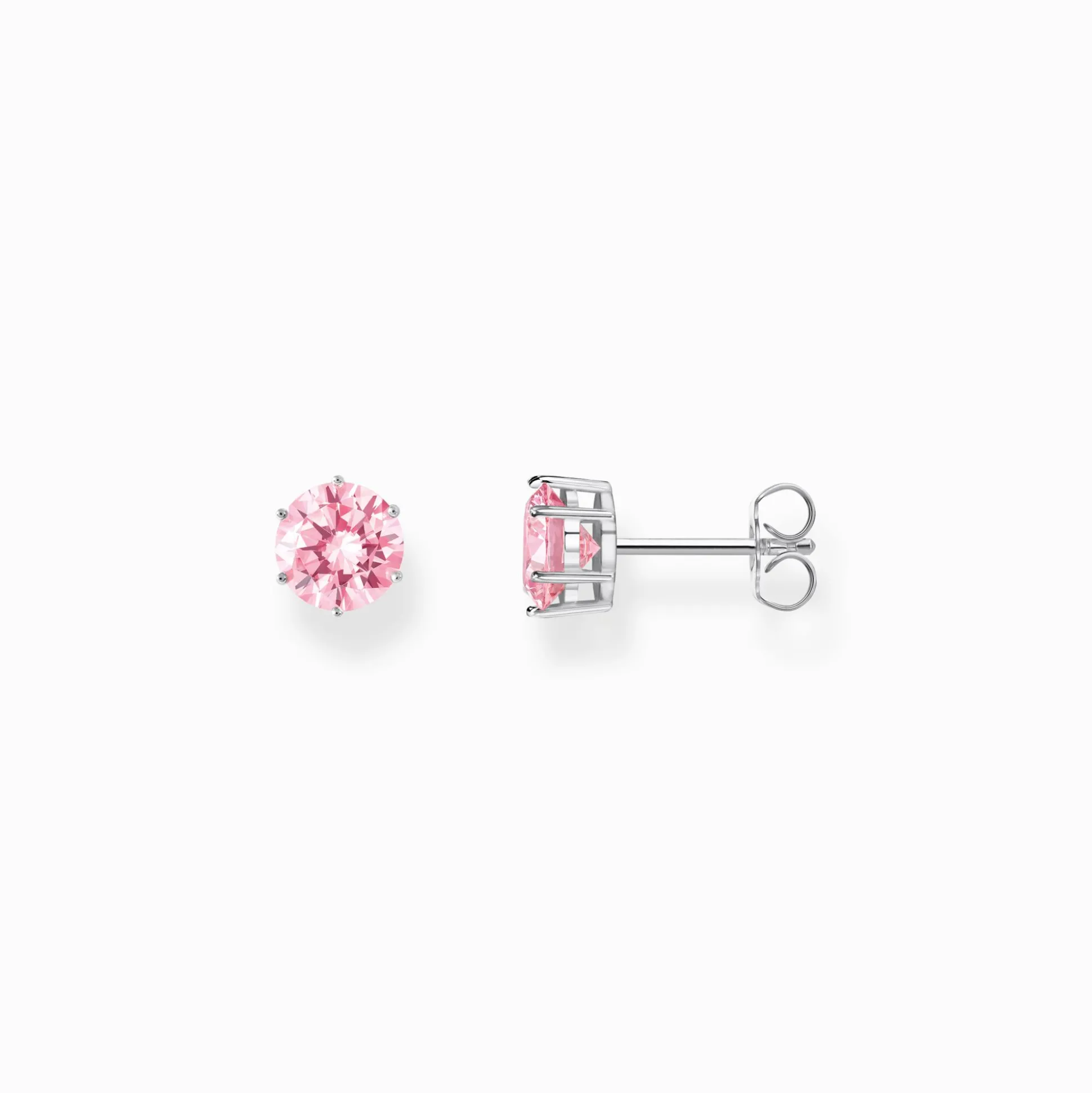 Clearance Ohrstecker mit großem, pinkfarbenem Stein Silber Damen Ohrstecker