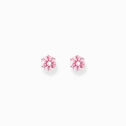 Clearance Ohrstecker mit großem, pinkfarbenem Stein Silber Damen Ohrstecker