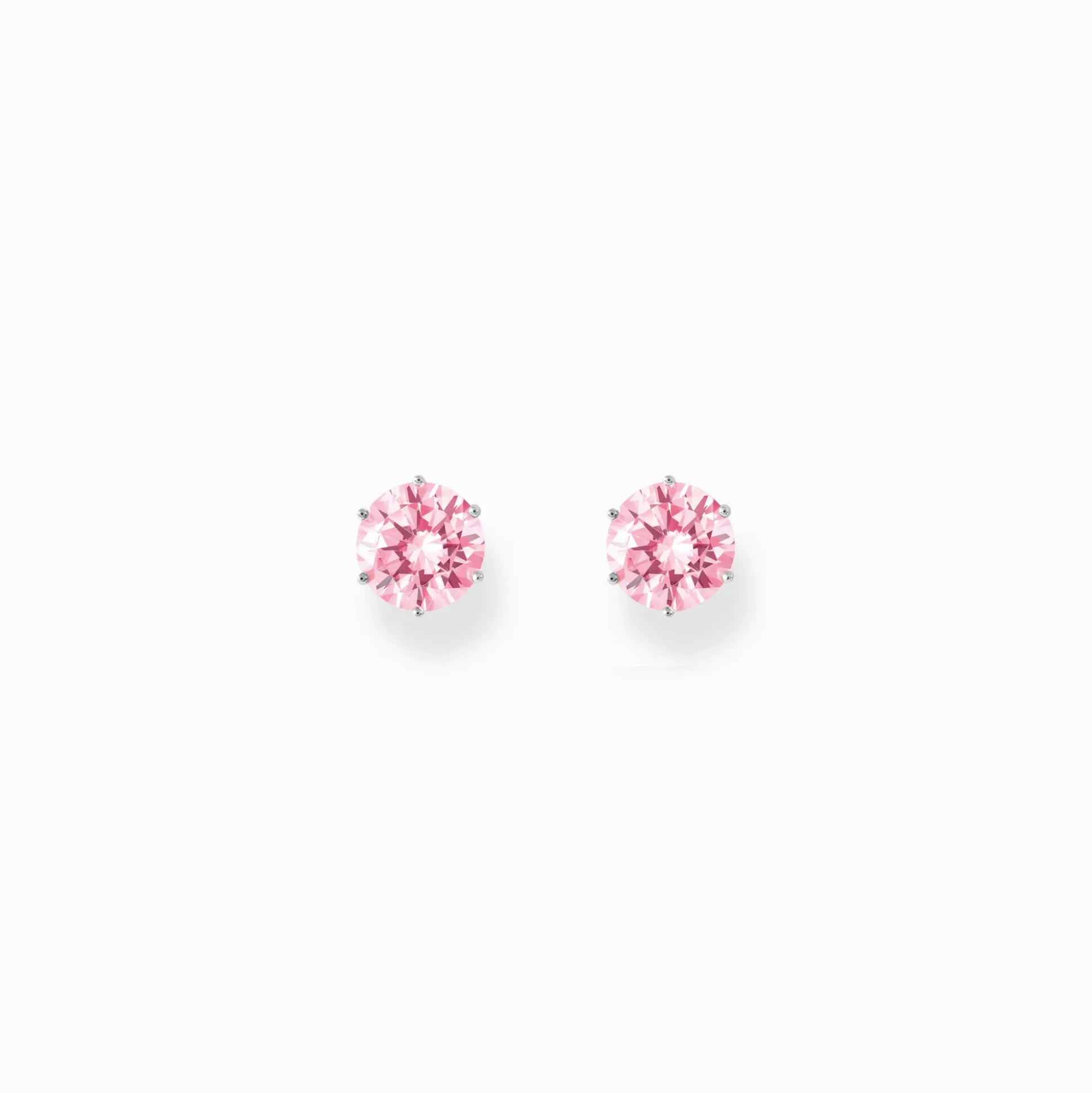 Clearance Ohrstecker mit großem, pinkfarbenem Stein Silber Damen Ohrstecker