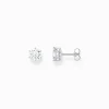 Clearance Ohrstecker mit großem, weißem Stein Silber Damen Ohrstecker