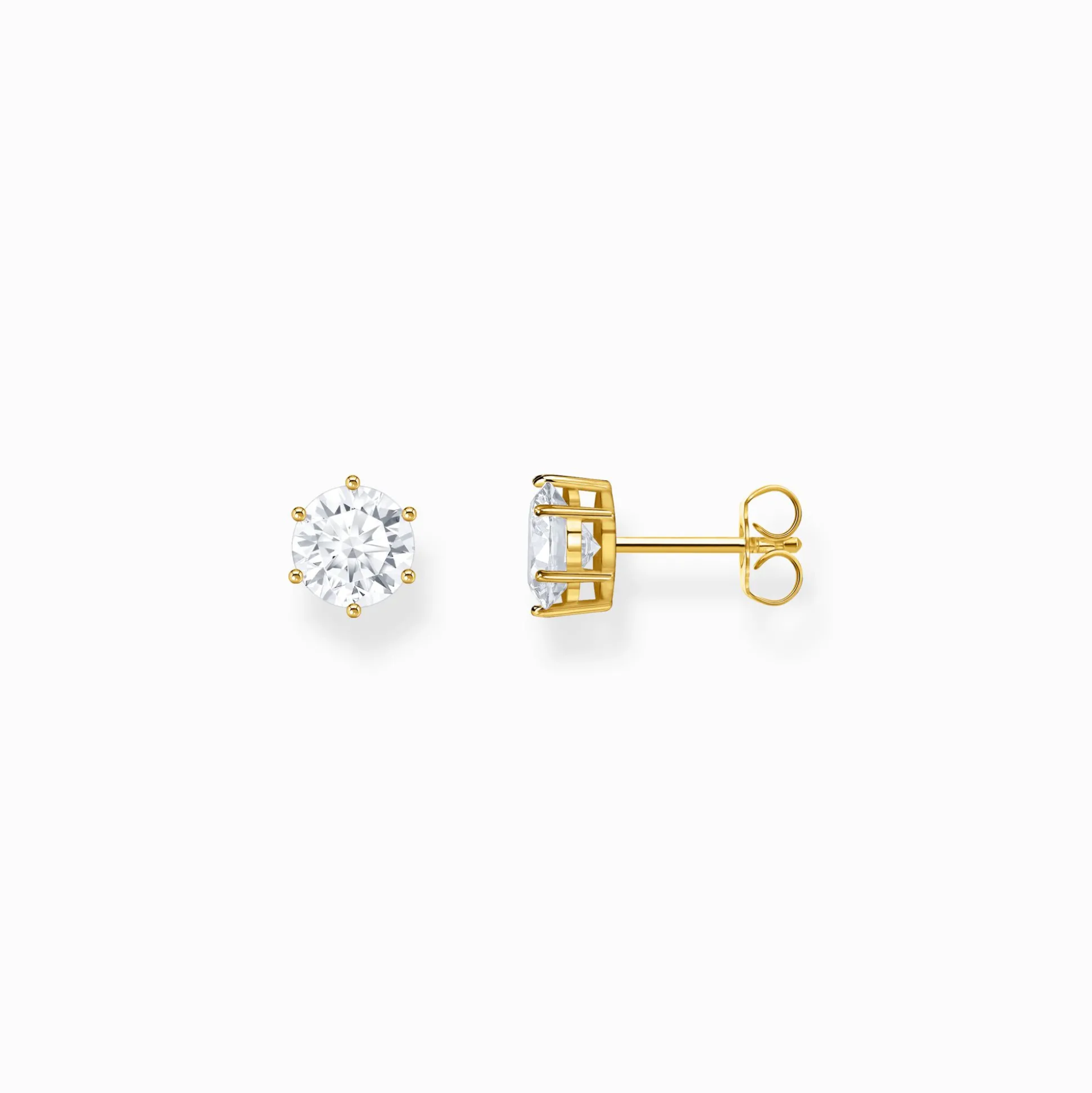 Flash Sale Ohrstecker mit großem, weißem Stein vergoldet Damen Ohrstecker|18K Vergoldung - 925 Silber