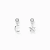 Clearance Ohrstecker mit Mond- und Stern-Anhänger und weißen Steinen Silber Damen Ohrstecker|925 Silber