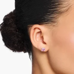 Hot Ohrstecker mit pinkem Stein Silber Damen Ohrstecker