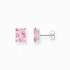 Discount Ohrstecker mit pinkem Stein Silber Damen Ohrstecker