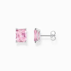 Discount Ohrstecker mit pinkem Stein Silber Damen Ohrstecker