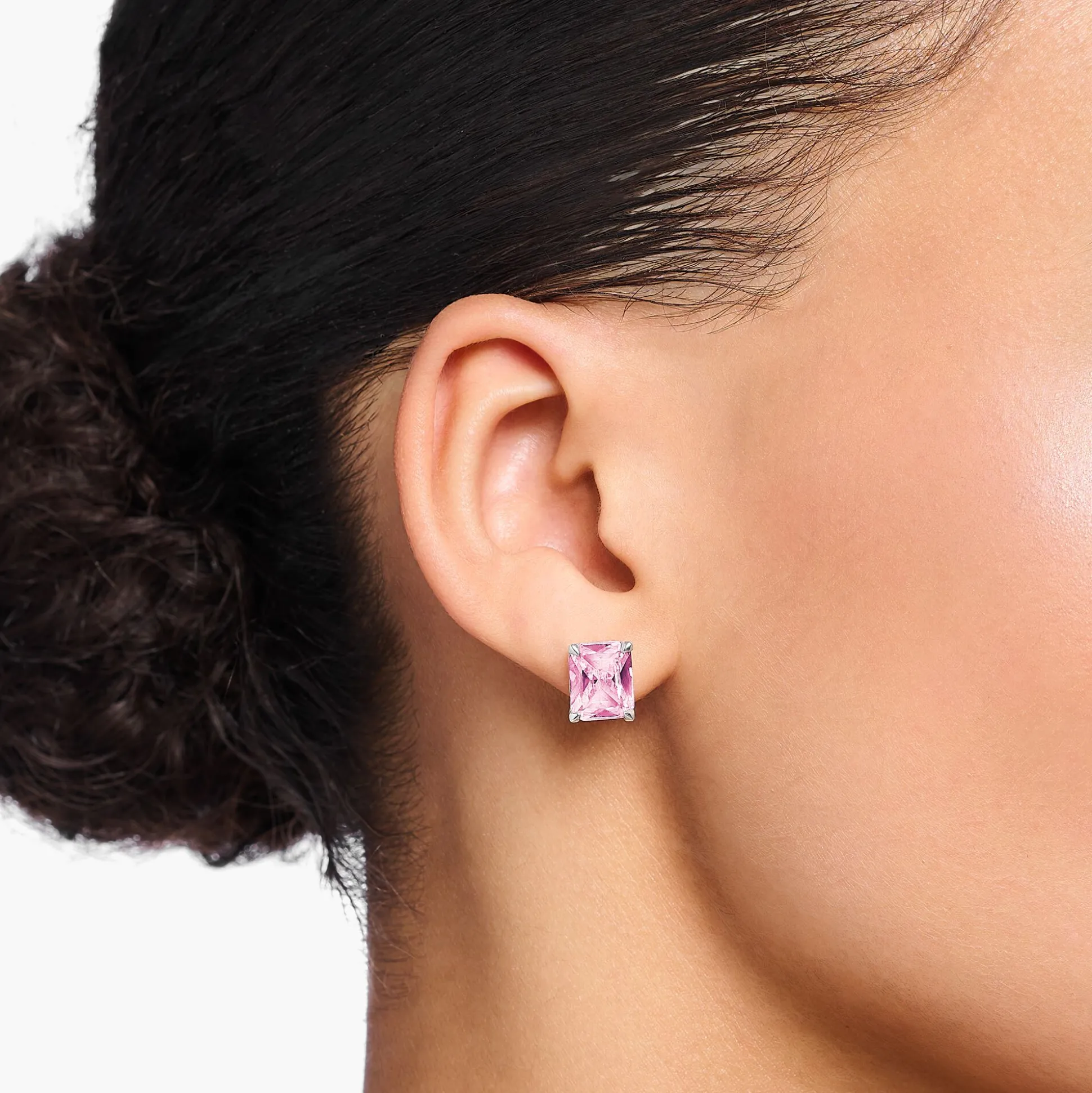 Discount Ohrstecker mit pinkem Stein Silber Damen Ohrstecker