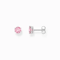 Cheap Ohrstecker mit pinkfarbenem Stein im Brillantschliff Silber Damen Ohrstecker