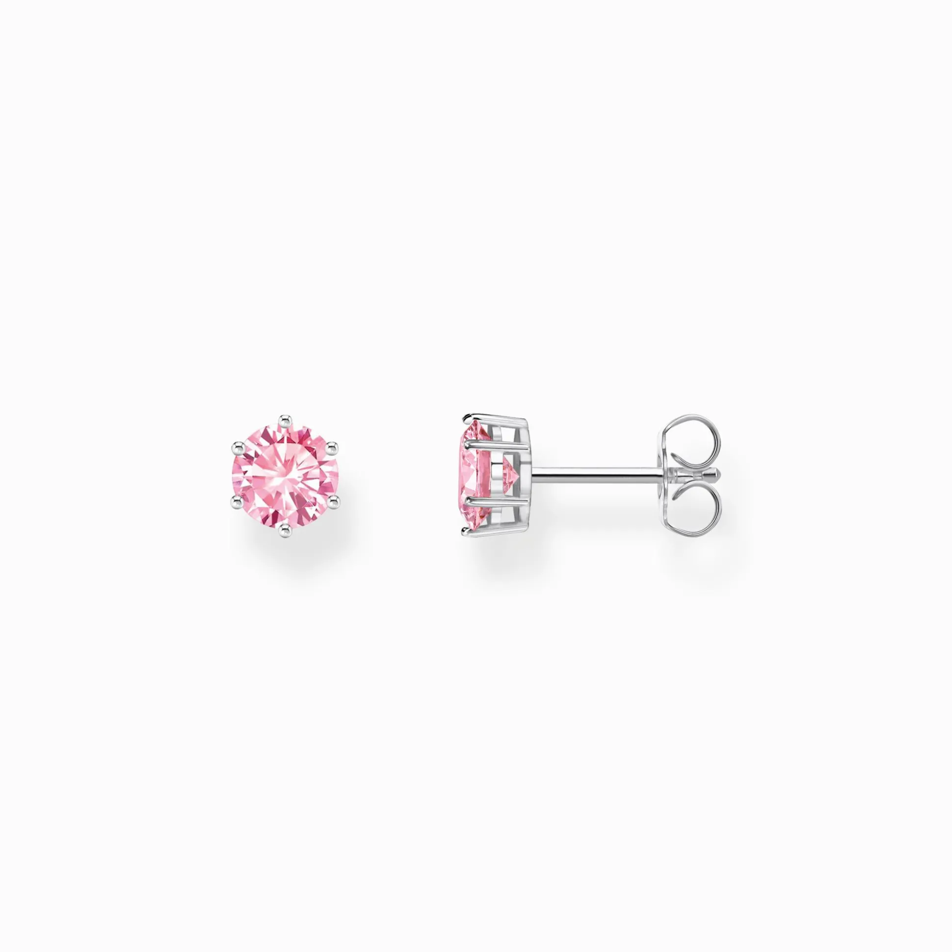 Cheap Ohrstecker mit pinkfarbenem Stein im Brillantschliff Silber Damen Ohrstecker